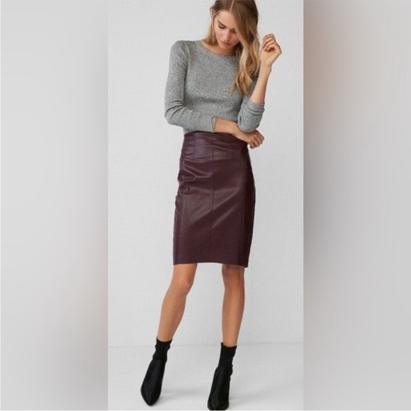 Express Dresses & Skirts - Express Burgundy Leather Skirt